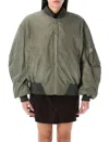 Attico Green Bomber Jacket With Zip Pocket On The Sleeve In Tech Fabric Woman