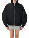 Attico Bomber Jacket With Bishop Sleeves In Black