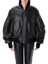 Attico The  Leather Bomber Jacket In Black