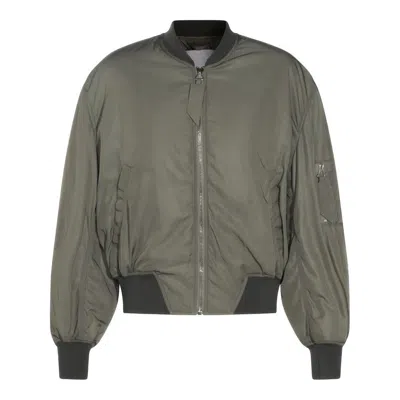 Attico Green Bomber Jacket With Zip Pocket On The Sleeve In Tech Fabric Woman