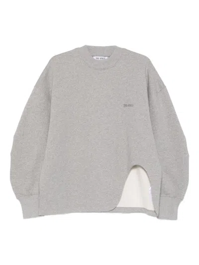 Attico Cotton Oversized Asymmetric Cutout Sweatshirt In Gray