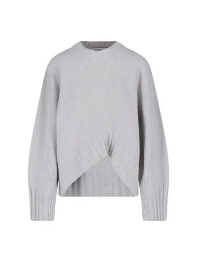 Attico The  Asymmetric Cutout Knit Sweater In Gray