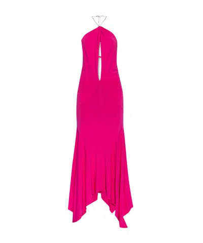 ATTICO THE ATTICO ASYMMETRIC HALTERNECK LONG DRESS