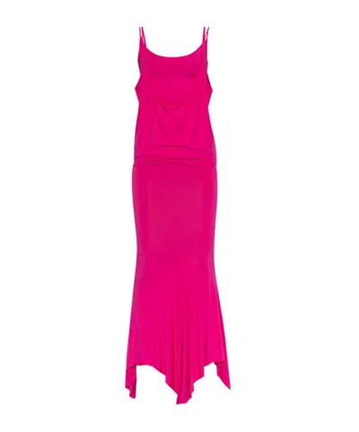 Attico Layered Mermaid-silhouette Maxi Dress In Pink