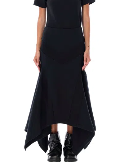 Attico The  Wide Longuette Skirt In Black