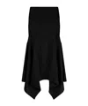 Attico Grey Midi Skirt With Logo Lettering And Handkerchief Hem In Cotton Woman In Black