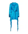 Attico Women's Asymmetric Satin Mini Dress In Blue