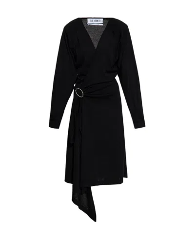 ATTICO THE ATTICO ASYMMETRIC HEM WRAP MIDI DRESS