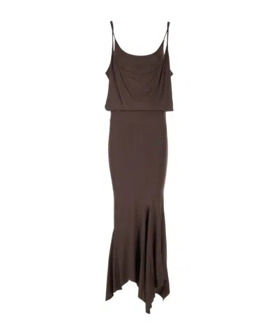 ATTICO THE ATTICO ASYMMETRIC JERSEY MIDI DRESS