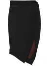 Attico Ribbed Waist Midi Skirt With Side Slit In Black