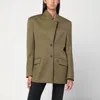 Attico Asymmetric Military Green Wool Jacket In Green