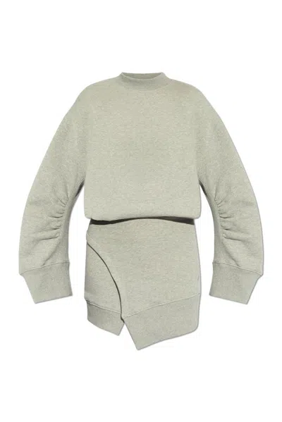 Attico The  Asymmetric Crewneck Mini Dress In Grey