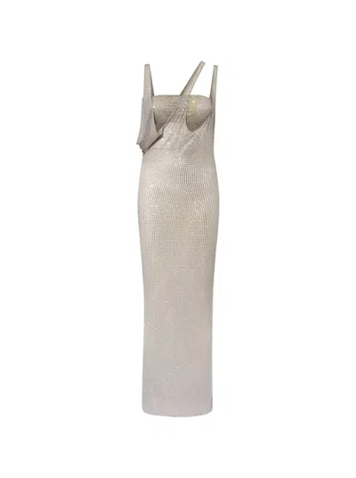Attico The  Asymmetric Neckline Midi Dress