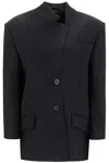 Attico The  Asymmetric Wool Blazer For Women In Black