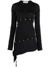 Attico Studded Asymmetric Convertible Dress In Black
