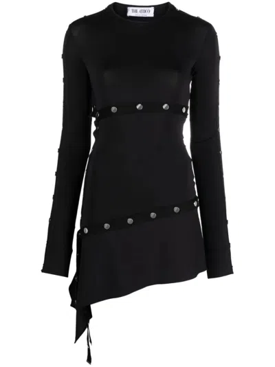 ATTICO THE ATTICO ASYMMETRICAL BLACK MINI DRESS