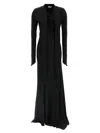 Attico Asymmetrical V-neck Dress With Flared Train In Black