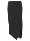 Attico Asymmetrical Fleece Midi Skirt With Front Split In Black