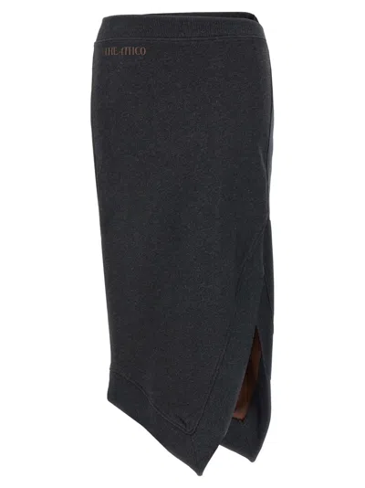 Attico The  Asymmetrical Fleece Midi Skirt With Front Split
