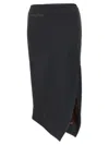 Attico Ribbed Waist Midi Skirt With Side Slit In Gray