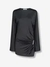 Attico Dark Grey Mini Dress In Black