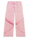 Attico Paneled Low-rise Wide-leg Jeans In Pink