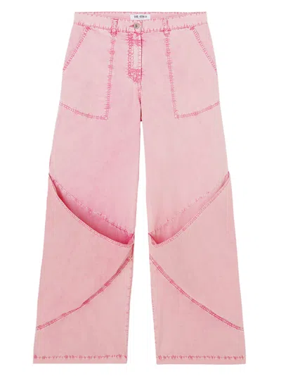 Attico Paneled Low-rise Wide-leg Jeans In Pink