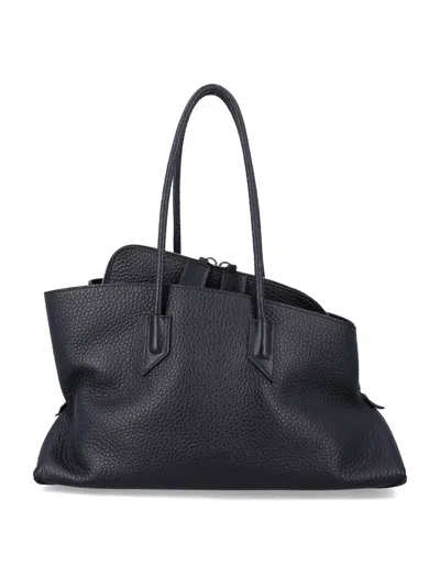 Attico The  The  La Passeggiata Medium Grainy Leather Tote In Black