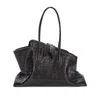 Attico Structured Crocodile-effect Brown Bag With Elongated Handles In Brown