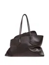 Attico La Passeggiata Medium Brown Shoulder Bag With Two Top Handles And Top Zip Closure In Suede Woman In Brown
