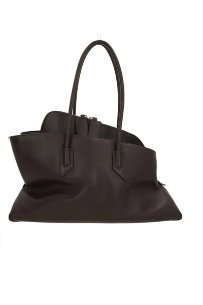 Attico Medium La Passeggiata Leather Tote Bag In Brown