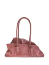 Attico La Passeggiata Small Pink Shoulder Bag With Two Top Handles In Suede Woman In Pink