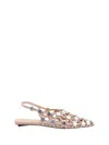 Attico Suede Flats With Open Design And Studs In Beige