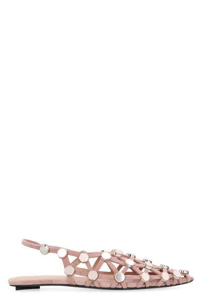 Attico The  Ballet Flats In Suede In Pink