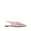 Attico Grid Embellished Suede Slingback Flats In Pink