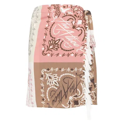 Attico Bandana Print Muslin Pareo Skirt In Multicolor