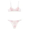 Attico Pink Bikini With Spaghetti Straps And All-over Print In Tech Fabric Stretch Woman