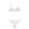 Attico Pink Bikini With Spaghetti Straps And All-over Print In Tech Fabric Stretch Woman