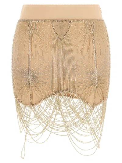 Attico The  Beads Embroidery Skirt In Brown