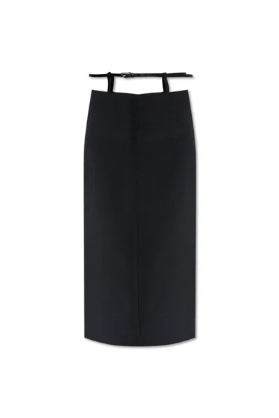 ATTICO THE ATTICO BELTED STRETCH MIDI SKIRT