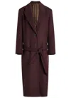 Attico The  Belted Wool-blend Coat In Burgundy