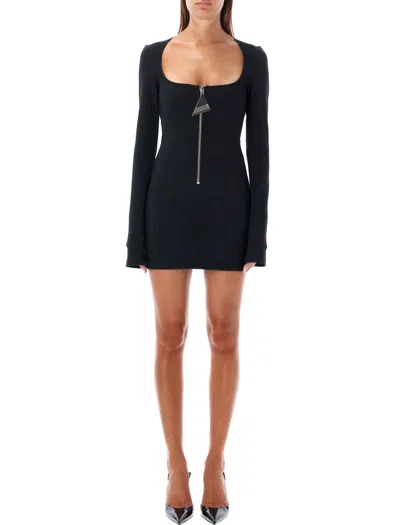 Attico The  Big Zip Mini Dress In Black