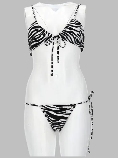 Attico The  Bikini "il Primo Bagno" Con Stampa Animalier In Black