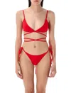 Attico Wrap-around Straps Triangle Top Bikini In Red