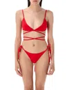 Attico Wrap-around Straps Triangle Top Bikini In Red