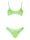 Attico Green Rubberised-logo Bikini