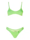 Attico Green Rubberised-logo Bikini In Green