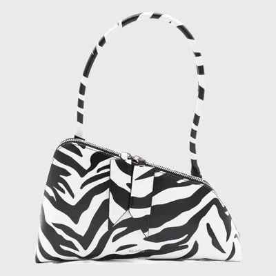 Attico Sunrise Zebra Print Leather Shoulder Bag In White