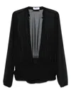 Attico Black Blouse With Deep Neckline In Black