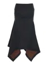 Attico Grey Midi Skirt With Logo Lettering And Handkerchief Hem In Cotton Woman In Grey